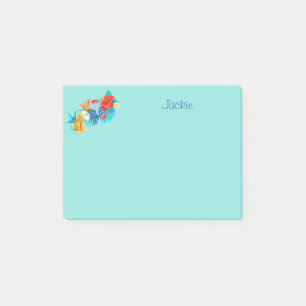 Post-it® Fleurs tropicales turquoise personnalisées 4x3