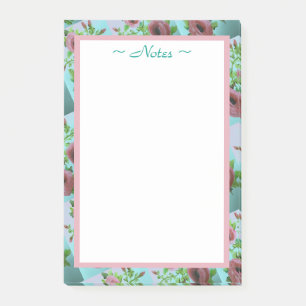 Post-it® Fleurs turquoise et rose