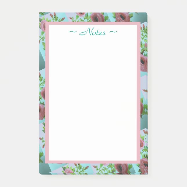 Post-it® Fleurs turquoise et rose (Devant)