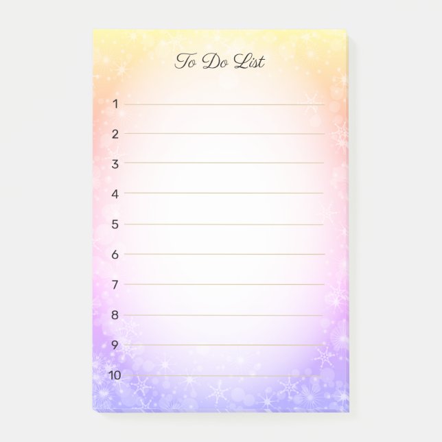 Post-it® Flocons de neige sur un dégradé de couleurs pastel (Devant)