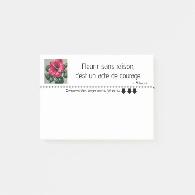 Post-it® Floraison Hibiscus délicate en pixel art (Devant)