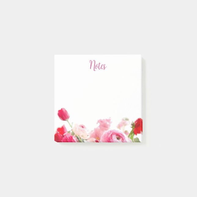 Post-it® Floral Aquarelle Rose Fleurs Personnalisées Modern (Devant)