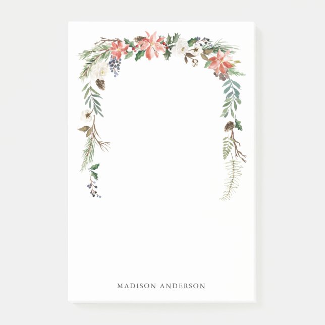 Post-it® Floral d'hiver | Vacances personnalisées (Devant)