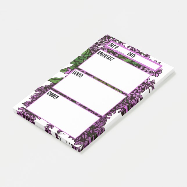 Post-it® Floral Lilacs Camping Menu Outil de planification  (Incliné)