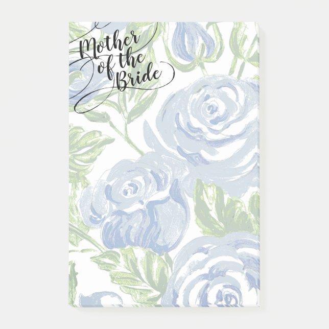 Post-it® Floral Mère de la mariée Rose bleu à script modern (Devant)