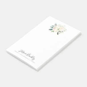 Post-it® Floral minimal blanc du bouquet de rose