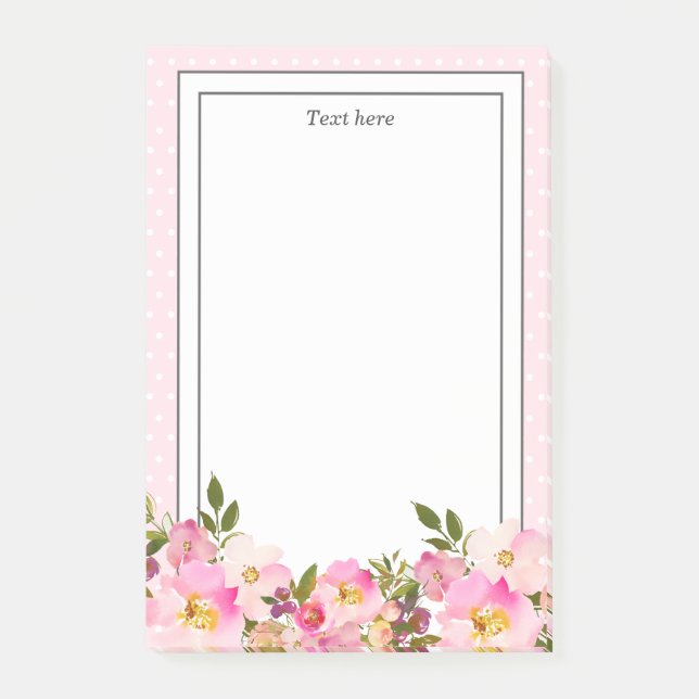 Post-it® Floral Monogramme initial, fleur aquarelle (Devant)