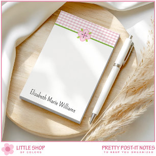 Post-it® Floral rose En vichy personnalisé