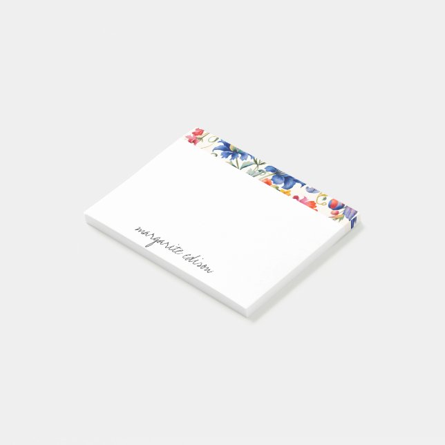 Post-it® Flore bleu rouge vert Design (Incliné)