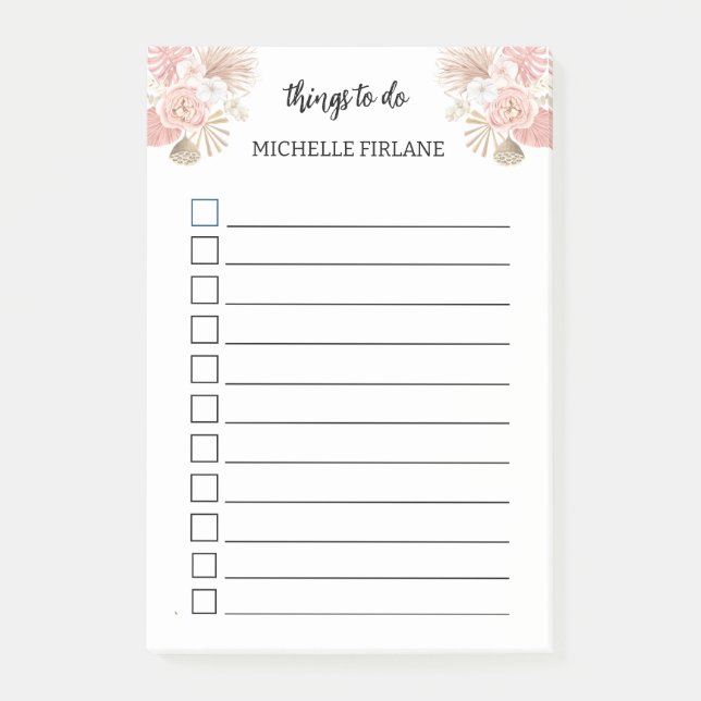 Post-it® Flore rose Boho personnalisée (Devant)