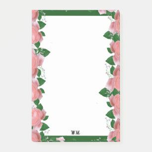 Post-it® Flore rose et verte personnalisée