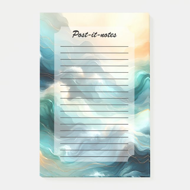 Post-it® Flux d'océan doré Vagues abstraites (Devant)