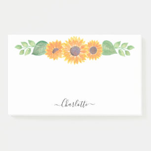 Post-it® Foliage d'aquarelle des tournesols jaunes personna