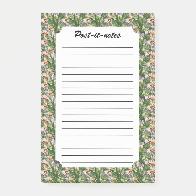 Post-it® Foliage de la jungle exotique tropicale des oiseau (Devant)