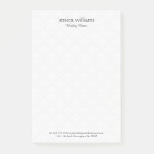 Post-it® Fond de damassés blancs avec texte gris personnali