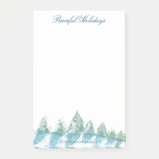 Post-it® Forêt hivernale paisible Noël aquarelle (Devant)