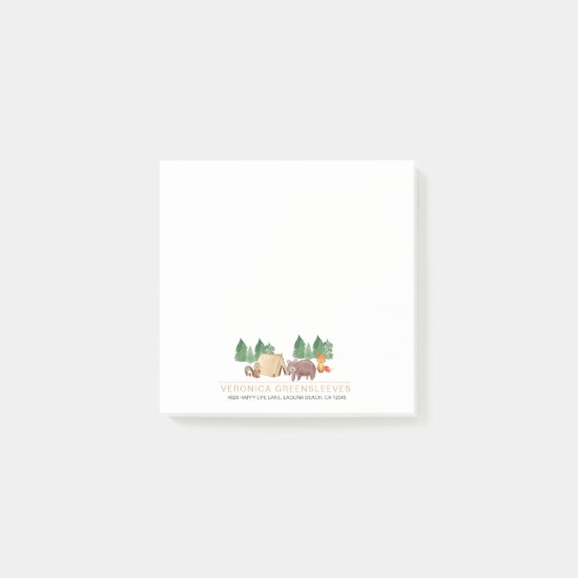 Post-it® Forêt rustique mignonne Bois Animaux Post-it Notes (Devant)