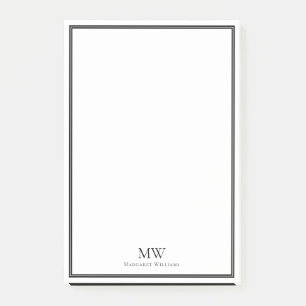 Post-it® Formal Elegant Black White Bordure Nom Adresse