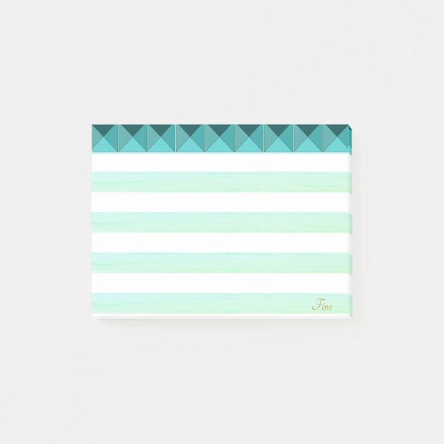 Post-it® Formes de pyramide de menthe verte & rayures (Devant)