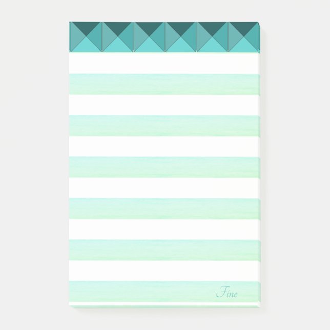 Post-it® Formes de pyramides à la menthe verte et rayures (Devant)