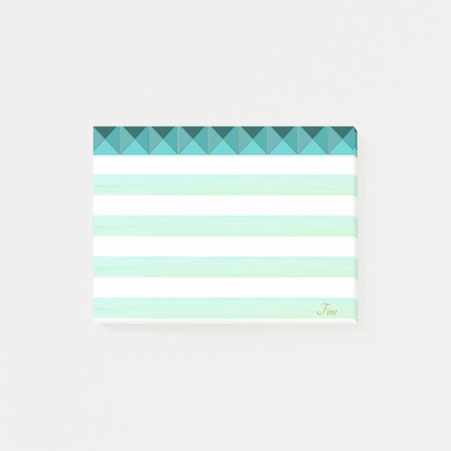 Post-it® Formes de pyramides de menthe verte et rayures (Devant)
