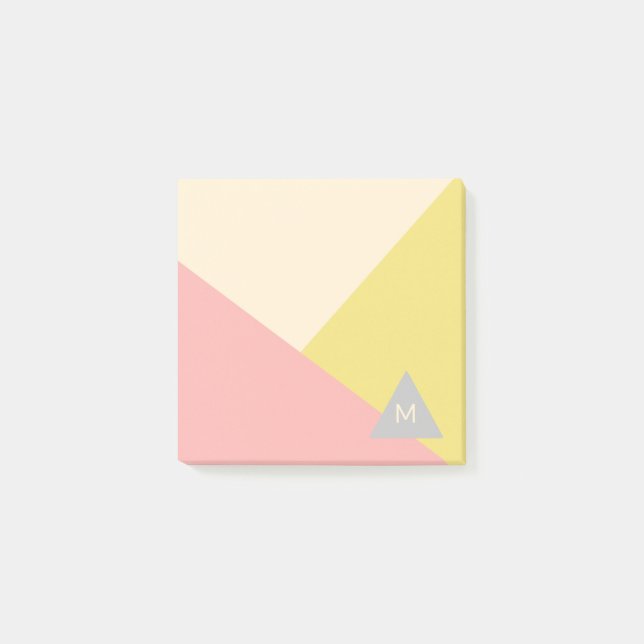 Post-it® Formes géométriques en couleurs pastel monogrammée (Devant)