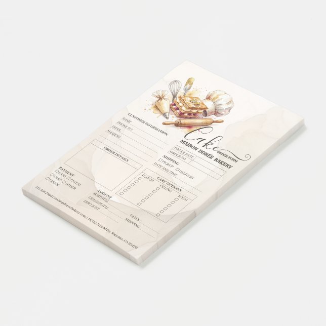Post-it® Formulaire de commande de pâtissier de boulangerie (Incliné)