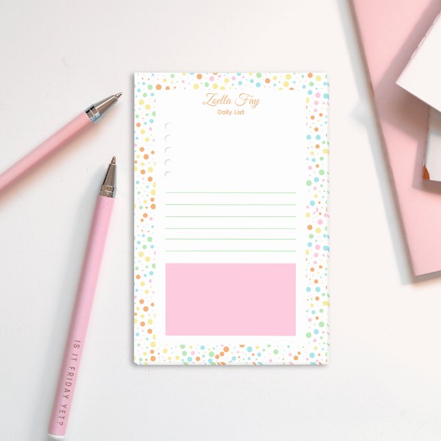 Post-it® Fournitures scolaires colorées à pois (Bright Colorful Girly Dot Pattern Back to School Daily List Post it Notes)