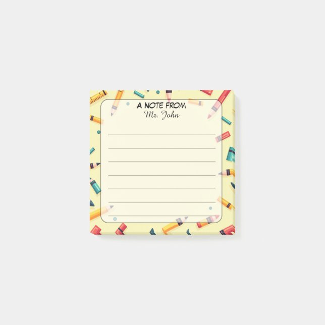 Post-it® Fournitures Scolaires Éparpillées "Un Mot De" Pers (Devant)