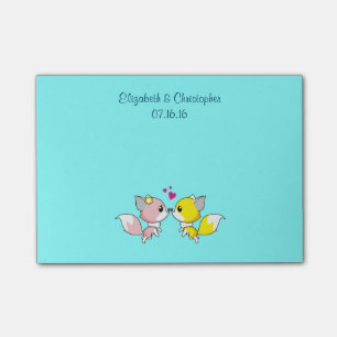 Post-it® Fox Couple Kissing Mariage Faveur