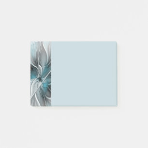 Post-it® Fractal Floral Moderne Abstrait Fleur Bleu Gris