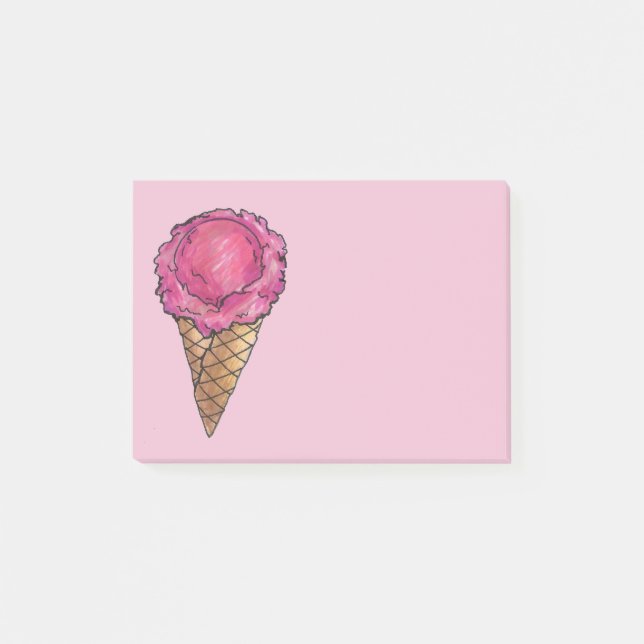 Post-it® Fraise rose crème glacée gaufre cône Poster (Devant)