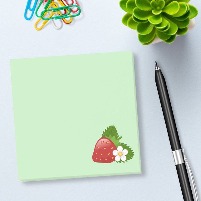 Post-it® Fraise rouge sucrée sur vert (Créateur téléchargé)