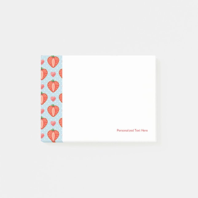 Post-it® Fraises de Coeur avec Pois Et Coeurs (Devant)