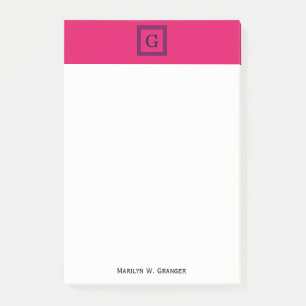 Post-it® Framboise, Clé grecque bleue marine #1 Monogramme 