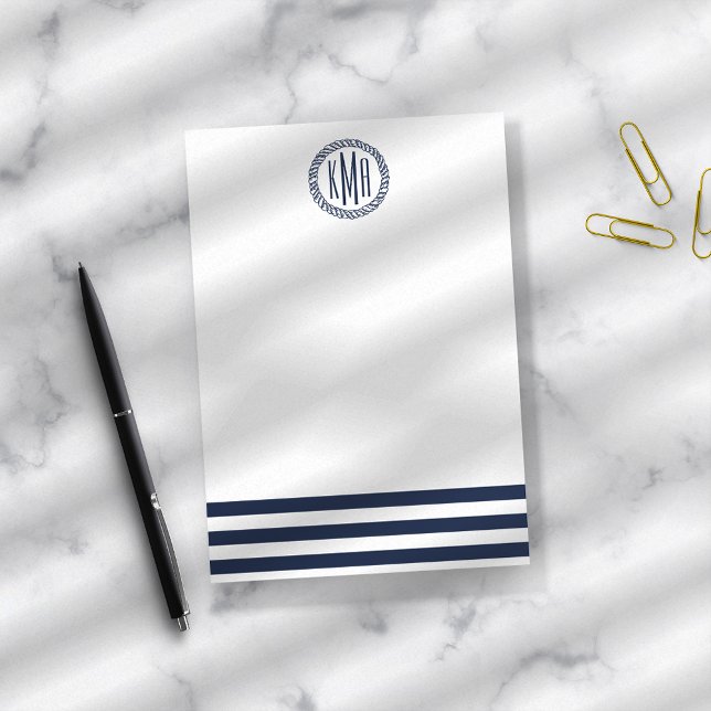 Post-it® Frappe et monogramme de la marine nautique de Prep (Créateur téléchargé)