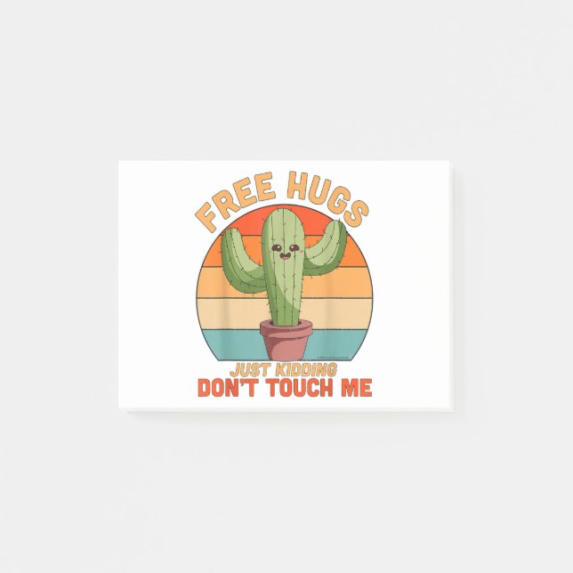 Post-it® Free Hugs Just Kidding Don't Touch Me Cactus Funny (Devant)
