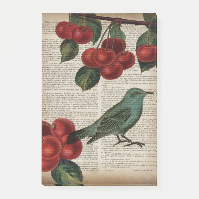 Post-it® frentry bird retro botanical red cherry (Devant)