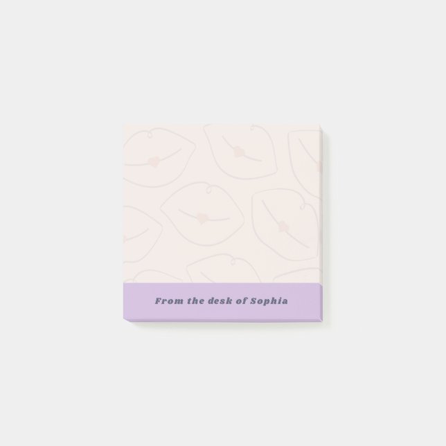 Post-it® From The Desk Of Custom Name Lips Pattern Lilac (Devant)