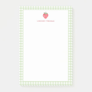 Post-it® Frontière à carreaux verts personnalisée fraise