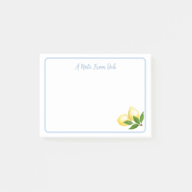 Post-it® Frontière bleue citrons d'Amalfi peints à la main  (Devant)