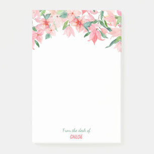 Post-it® Frontière florale verte rose