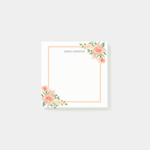 Post-it® Frontière moderne florale de pêche chic
