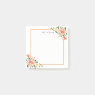Post-it® Frontière moderne florale de pêche chic