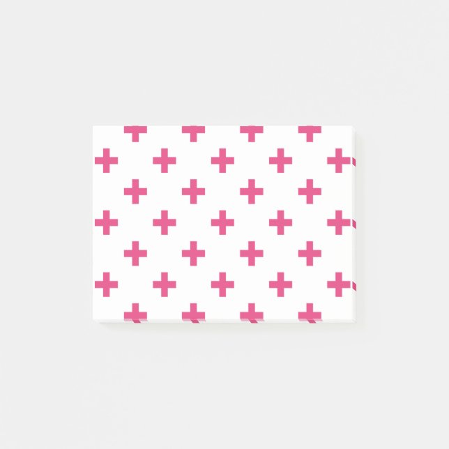 Post-it® Fuchsia polka croise sur blanc (Devant)