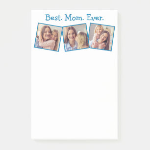 Post-it® Fun Best Mom Ever 4 Photo Collage Bloc-notes bleu