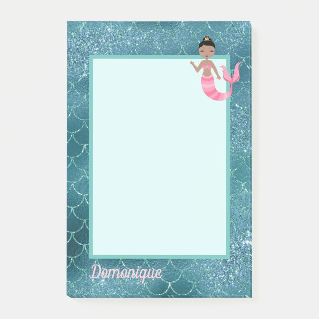 Post-it® Fun Mermaid en rose avec Aqua Scales (Devant)