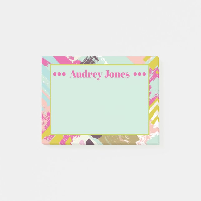 Post-it® Fun Pink et Aqua Art Abstrait Notes (Devant)