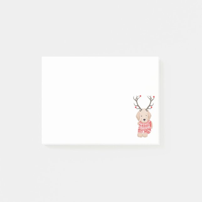 Post-it® Funky Christmas Reindeer Golden Retriever Puppy (Devant)