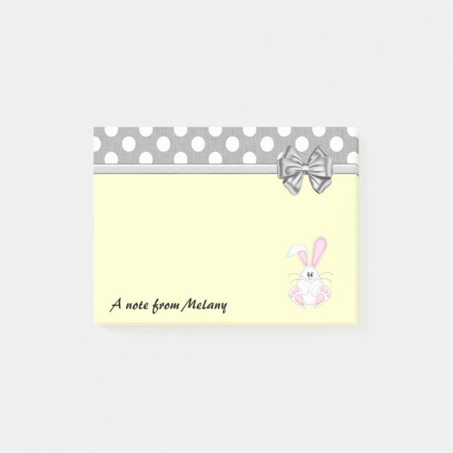 Post-it® Funky mignon lapin pois monogramme (Devant)